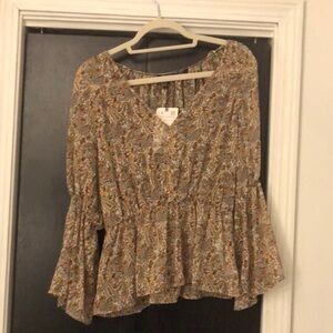 Zara sheer peplum blouse